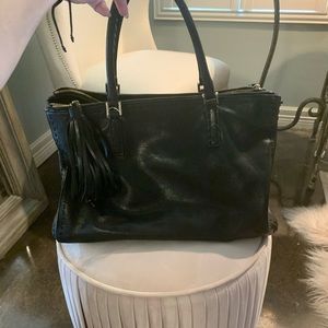 Anya Hindmarch black leather tote bag - pre-loved